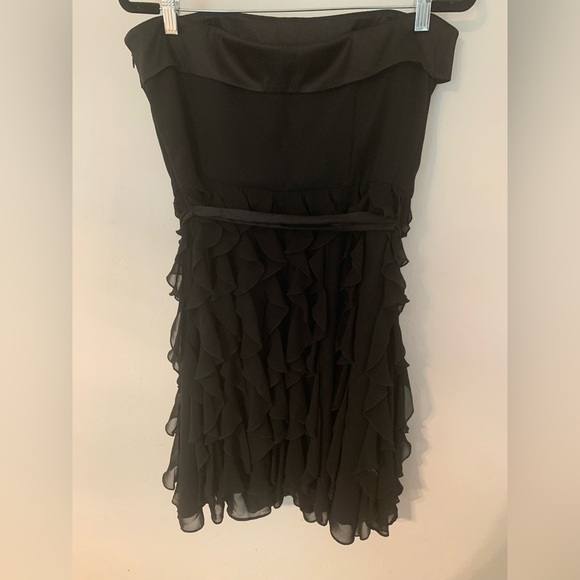 White House Black Market Black Strapless Ruffle Dress Sz 14 NWOT Whimsigoth - Picture 5 of 7